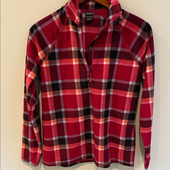 Eddie Bauer Red Plaid Sweatshirt - Picture 1 of 5